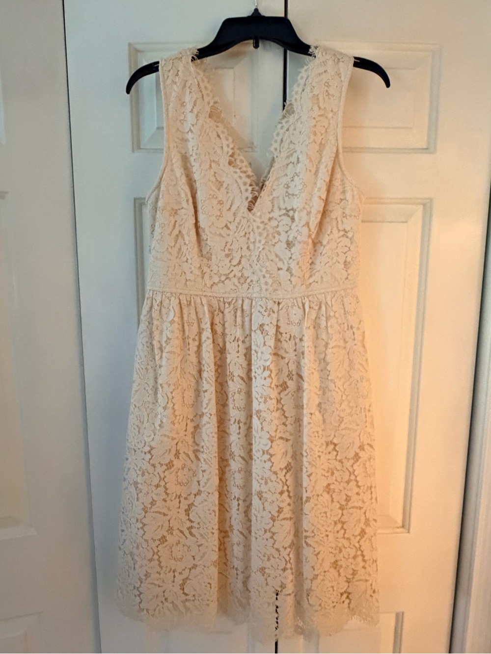 Lulu's Cream Lace V-Neck Midi Dress